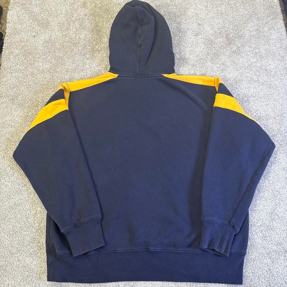 Polo Jeans Co Ralph Lauren Navy Blue Hoodie Large Yellow Stripe Pullover - Picture 6 of 6